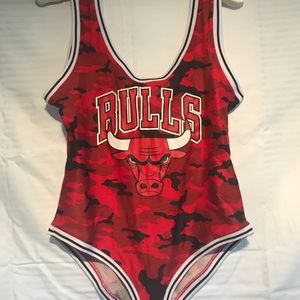 Red Camo NBA Bulls Bodysuit